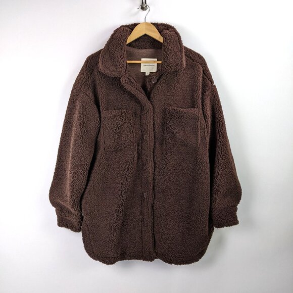 Thread & Supply Jackets & Blazers - NWT Thread & Supply Size M Sherpa Shacket Fleece Teddy Cozy Jacket Coffee Brown